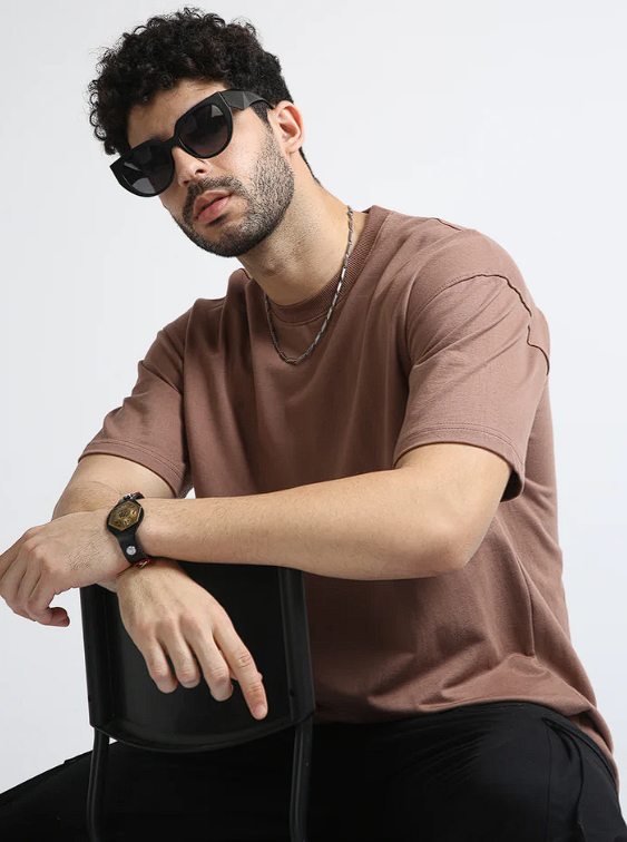 Oversized Regular T-Shirt – Premium Cotton | Brown